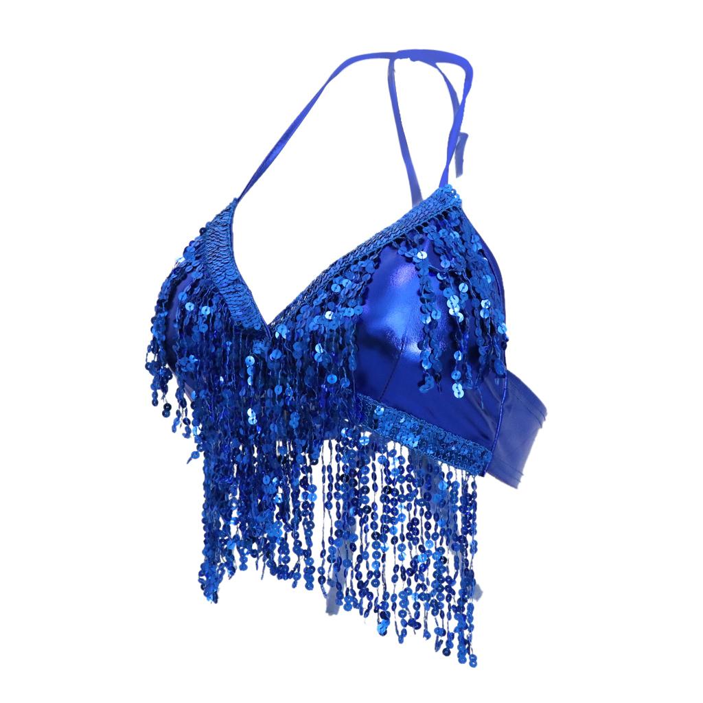 Belly Dance Bra Tops And Hip Scarf Sequin Beaded Costume Set for Festival Performance