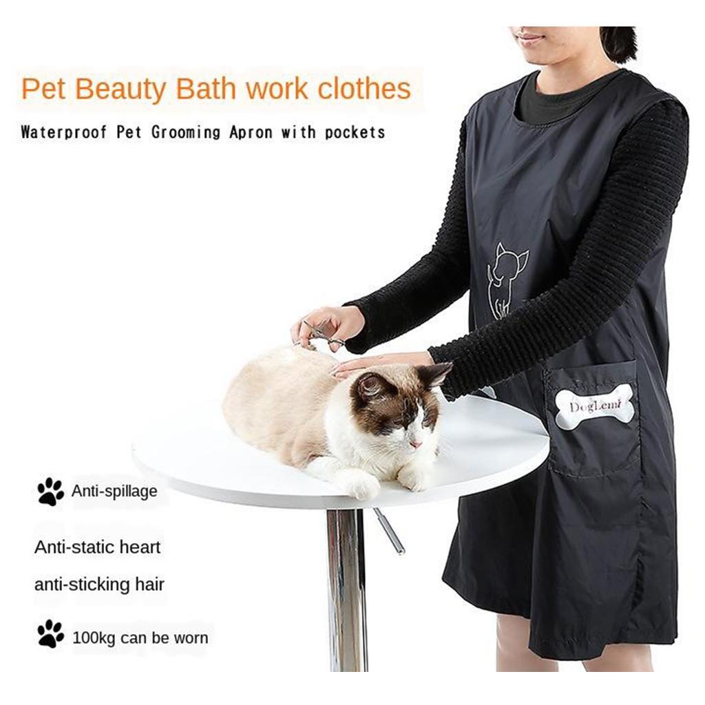 Hình ảnh 2X Nylon Pet Grooming Apron Lovely Pet Shop Workclothes Smock for Dog Groomers L
