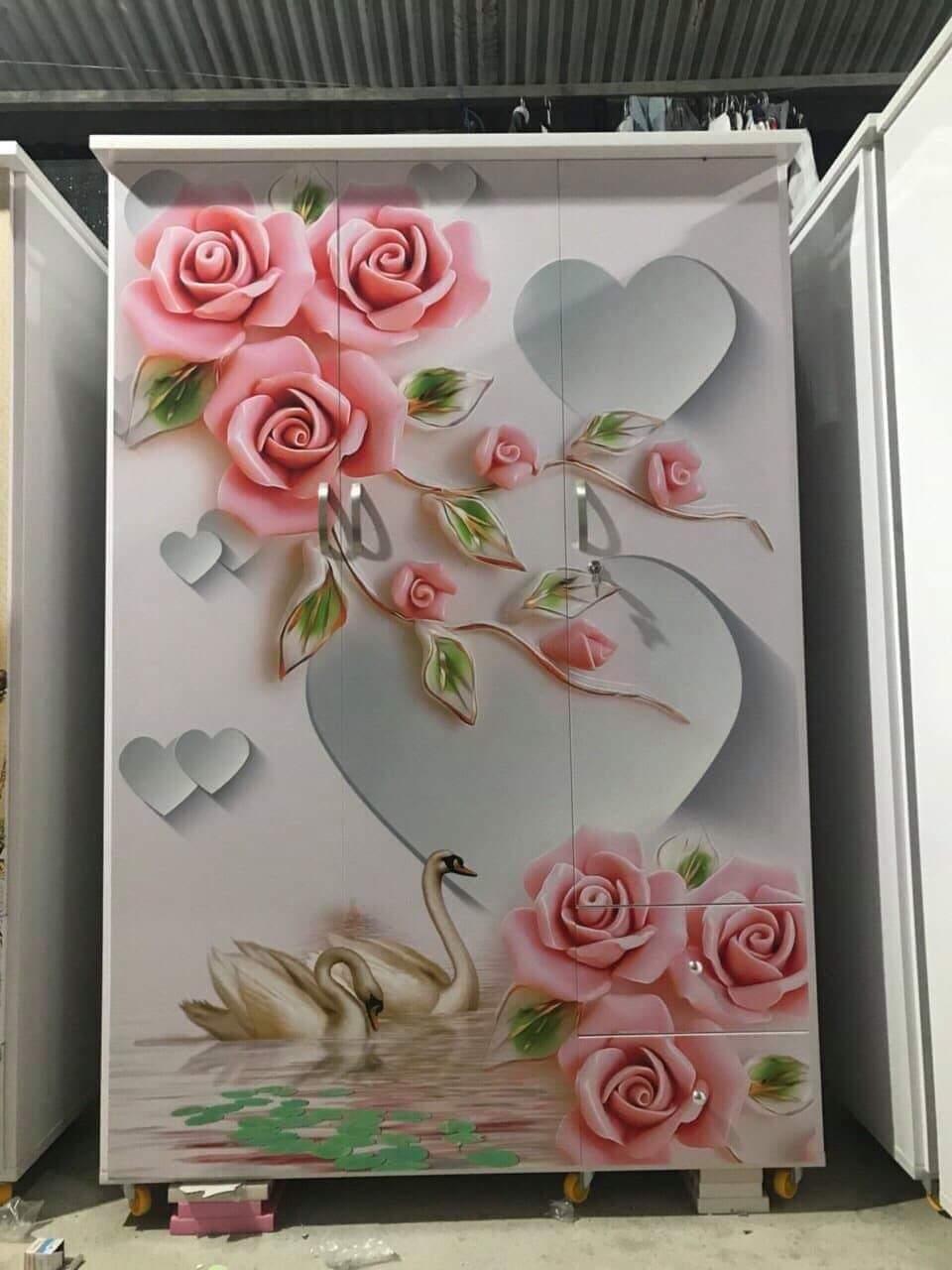 Tủ nhựa 3 cánh 1m85x1m25 in 3D ngẫu nhiên