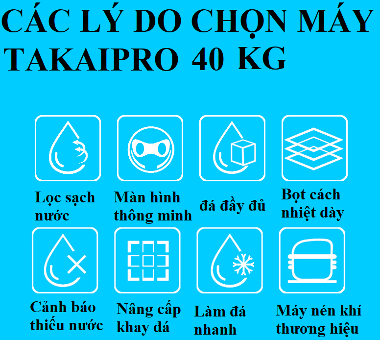 Máy làm đá viên TAKAIPRO HZB-40 - công suất định mức 40Kg/24 giờ - Thương hiệu Nhật Bản - Hàng chính hãng