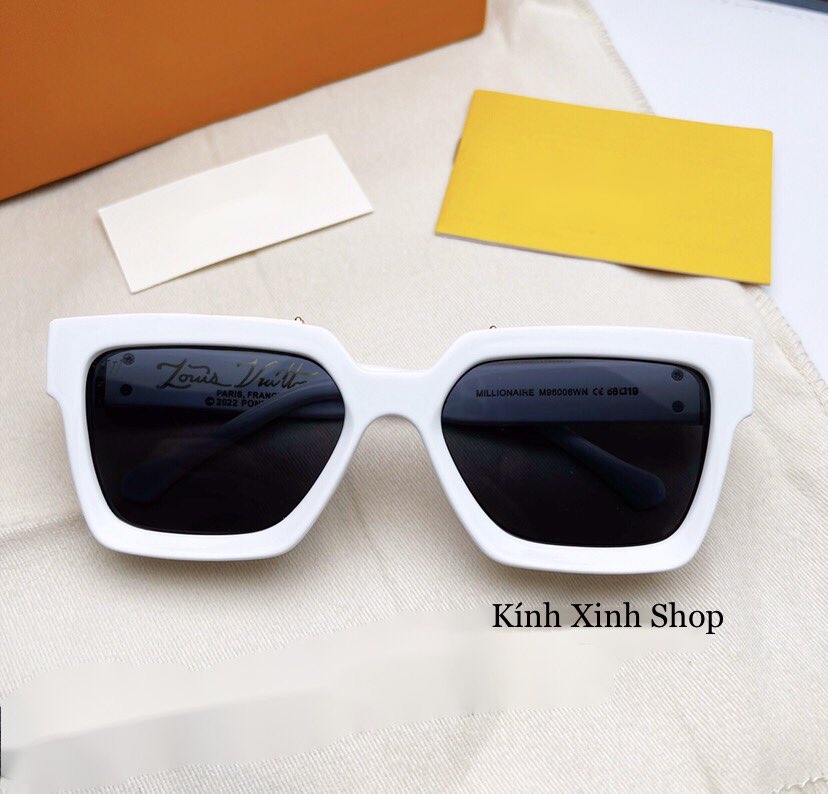 Kính râm, Kính mát nam nữ Mắt vuông viền vàng cao cấp