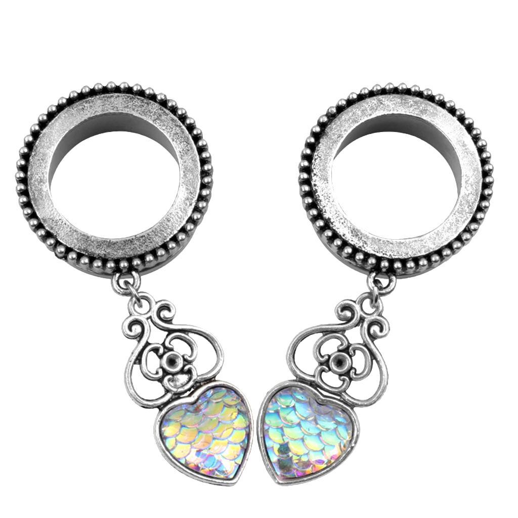 2pcs Heart Colorful Resin Dangle Screw  Stainless Steel Ear