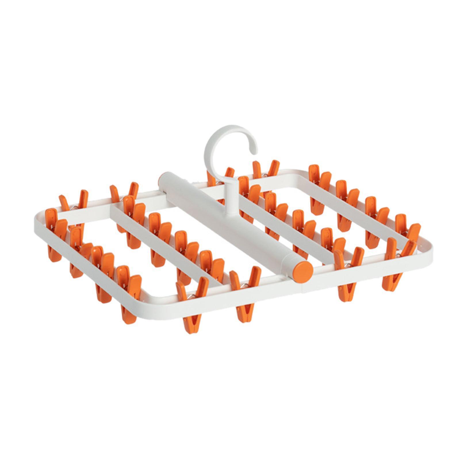Foldable Socks Cloth Hanger Windproof Clothespin 24 Clips Household