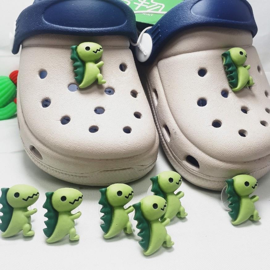 sticker jibbitz gắn dép crocs, dép sục K.hủng long xanh cốm