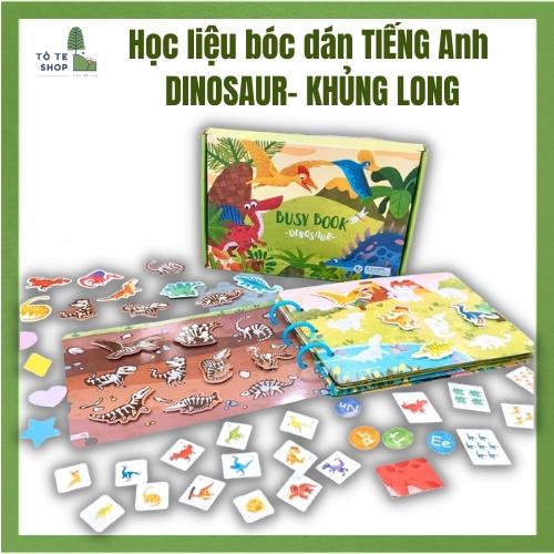 Học liệu bóc dán chủ đề Dinasours, Busy Book sách bóc dán chủ đề Khủng long, hình khối, màu sắc, chữ đếm,.