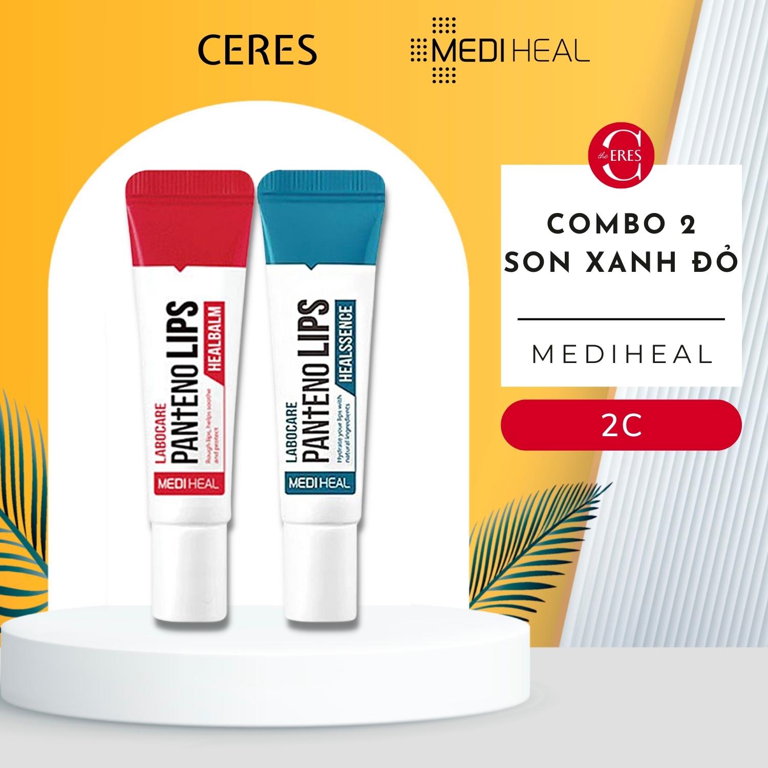 Combo 2 Son Dưỡng Môi Mediheal Labocare Pantenolips Xanh Và Đỏ Làm Mềm Môi 10ml