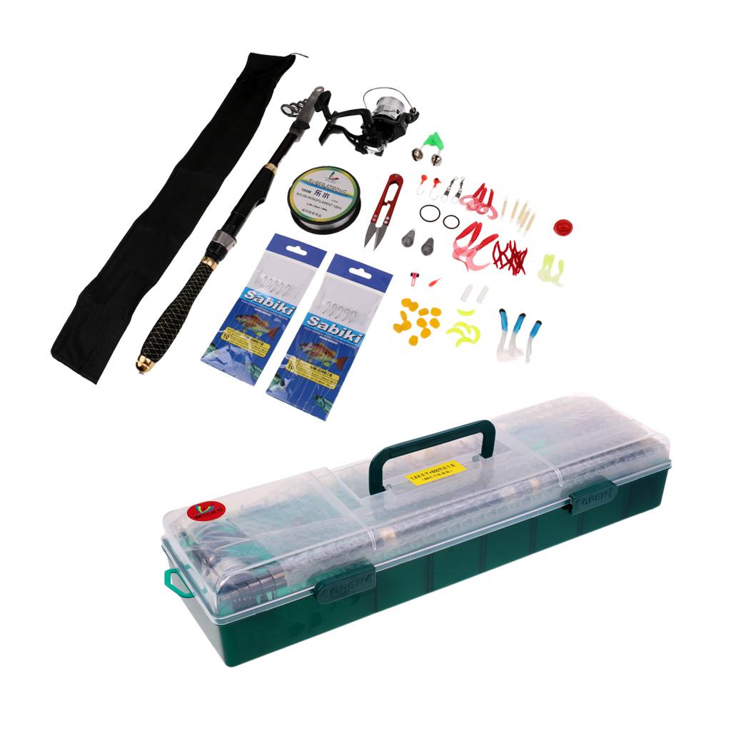 Fishing Full Kit Fishing Rods Kit Fishing Hooks Swivels Float Tackle Box
