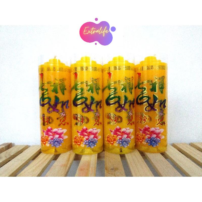 Đèn cầy - Nến trụ màu vàng, đỏ cao 20 cm - đường kính 6cm - Cam kết không mùi không khói