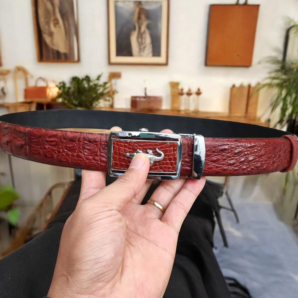 Thắt Lưng Da Cá Sấu. Gù Cá Sấu Đẹp Sang Chảnh TS119B (mặt trắng)
