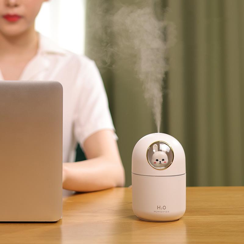 Thú Dễ Thương Máy Phun Sương Tạo Độ Ẩm 300Ml USB Di Động Phun Sương Tạo Atomizer Máy Lọc Không Khí Có Đèn LED Siêu Âm Hương Thơm Nước Khuếch Tán