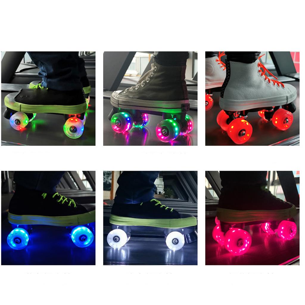 2x4Pack Quad Roller Skate Wheels with Bearings for Double Row Skateboard RGB