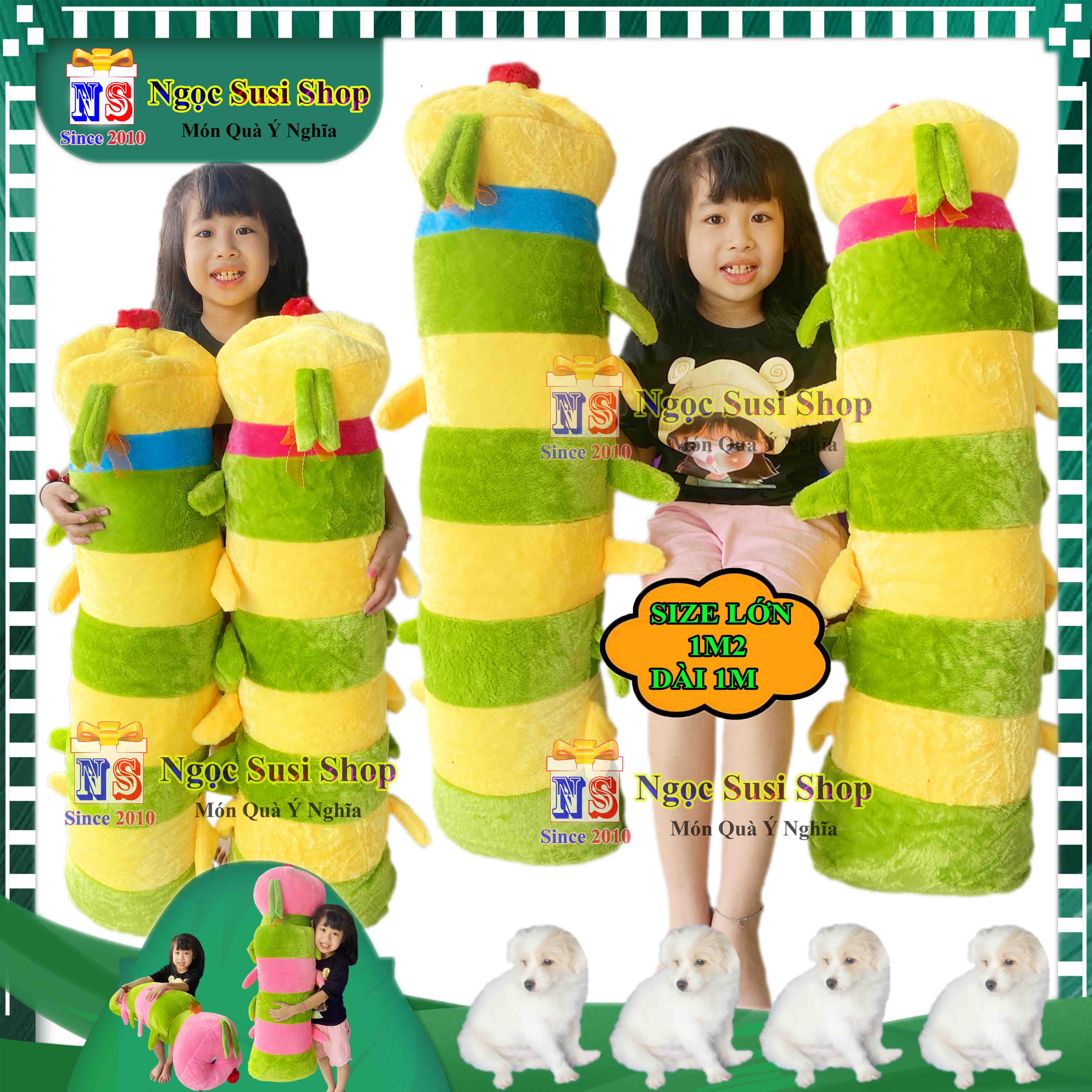 GẤU BÔNG CON SÂU SIÊU TO DÀI KHỔNG LỒ ÔM NGỦ RẤT MỀM MỊN - GỐI ÔM HÌNH CON SÂU