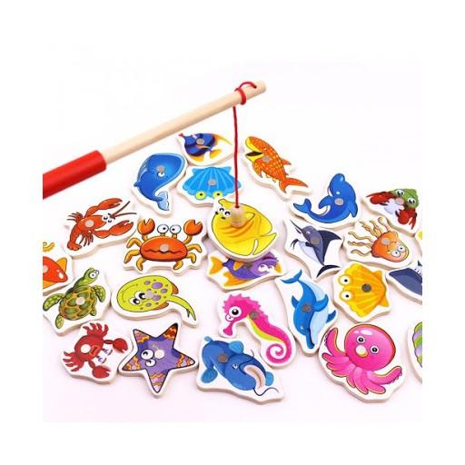 Đồ chơi câu cá làm bằng gỗ có gắn nam châm