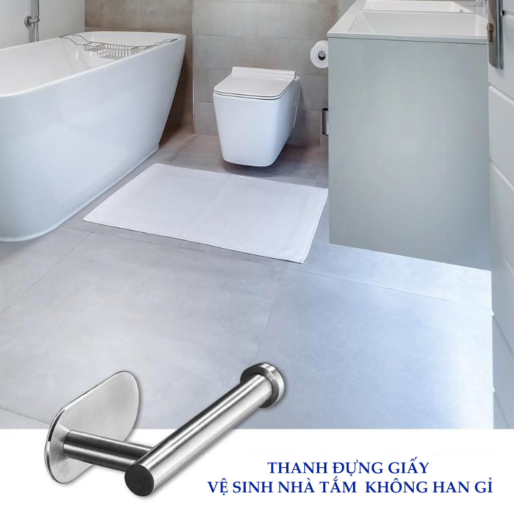 Móc treo cuộn giấy vệ sinh dán tường không cần khoan, Inox Sus 304, phụ kiện nhà tắm MIHOCO 814