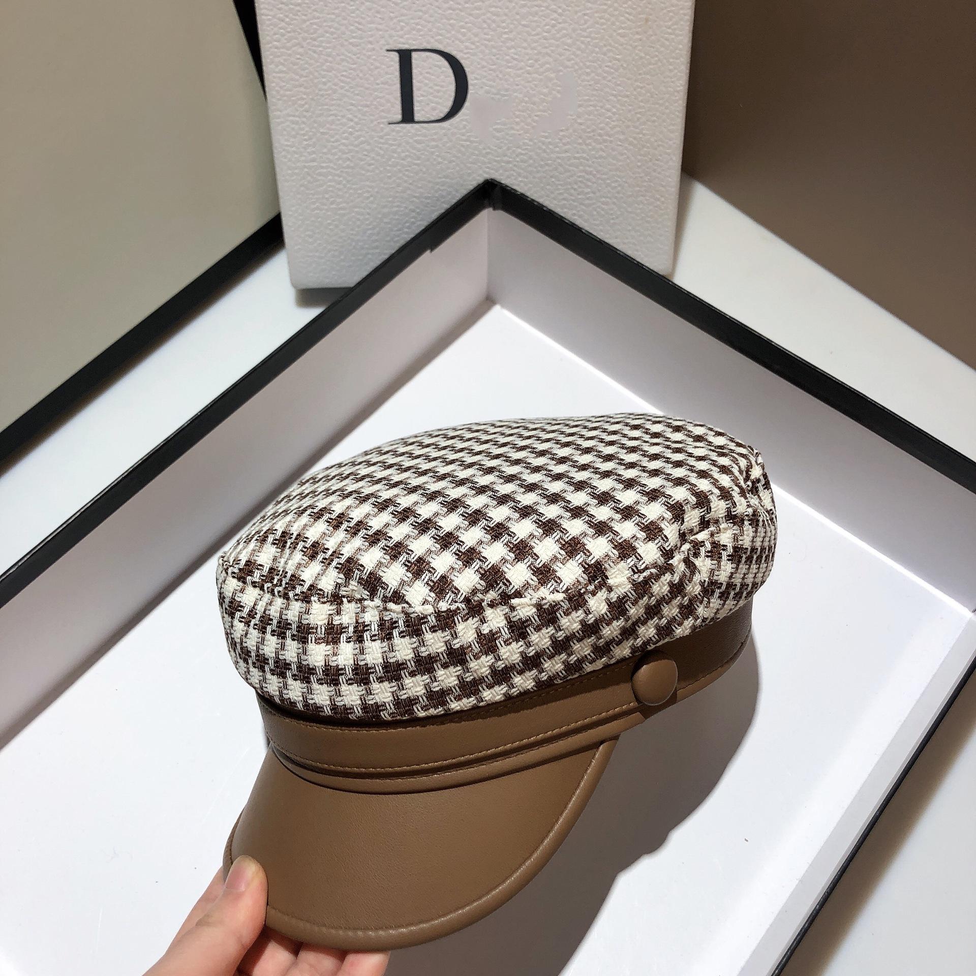 Nước TẤN-Swhbias Hình Bát Giác Bộ Đội Nữ Kẻ Sọc Da Tấm Che Chống Newsboy Cap 2021 Mới Vintage Mùa Thu Đông Mũ Nồi Nữ Xinh Xắn