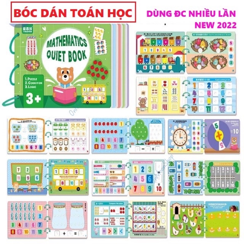 Học liệu bóc dán thông minh cho bé, học liệu busy book 17 chủ đề đa dạng dùng nhiều lần