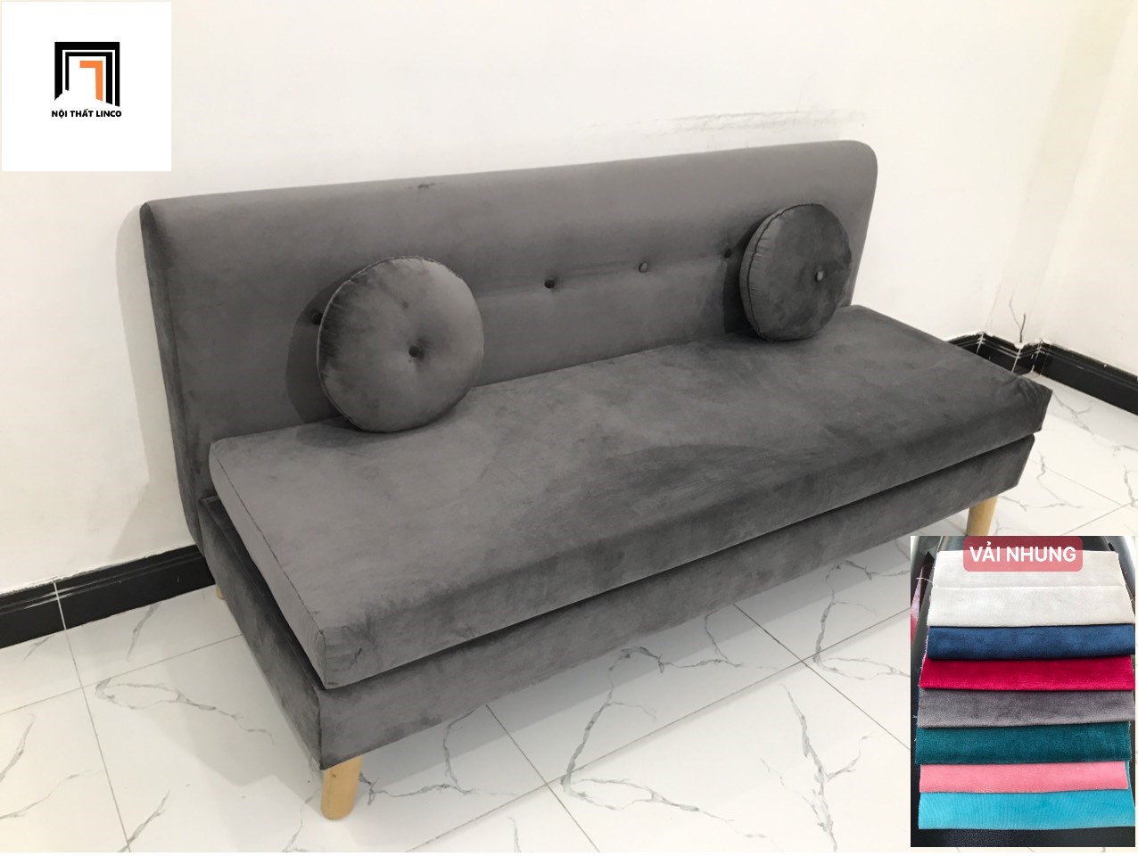 Ghế sofa băng KT vải nhung nhiều màu sắc, kích cỡ