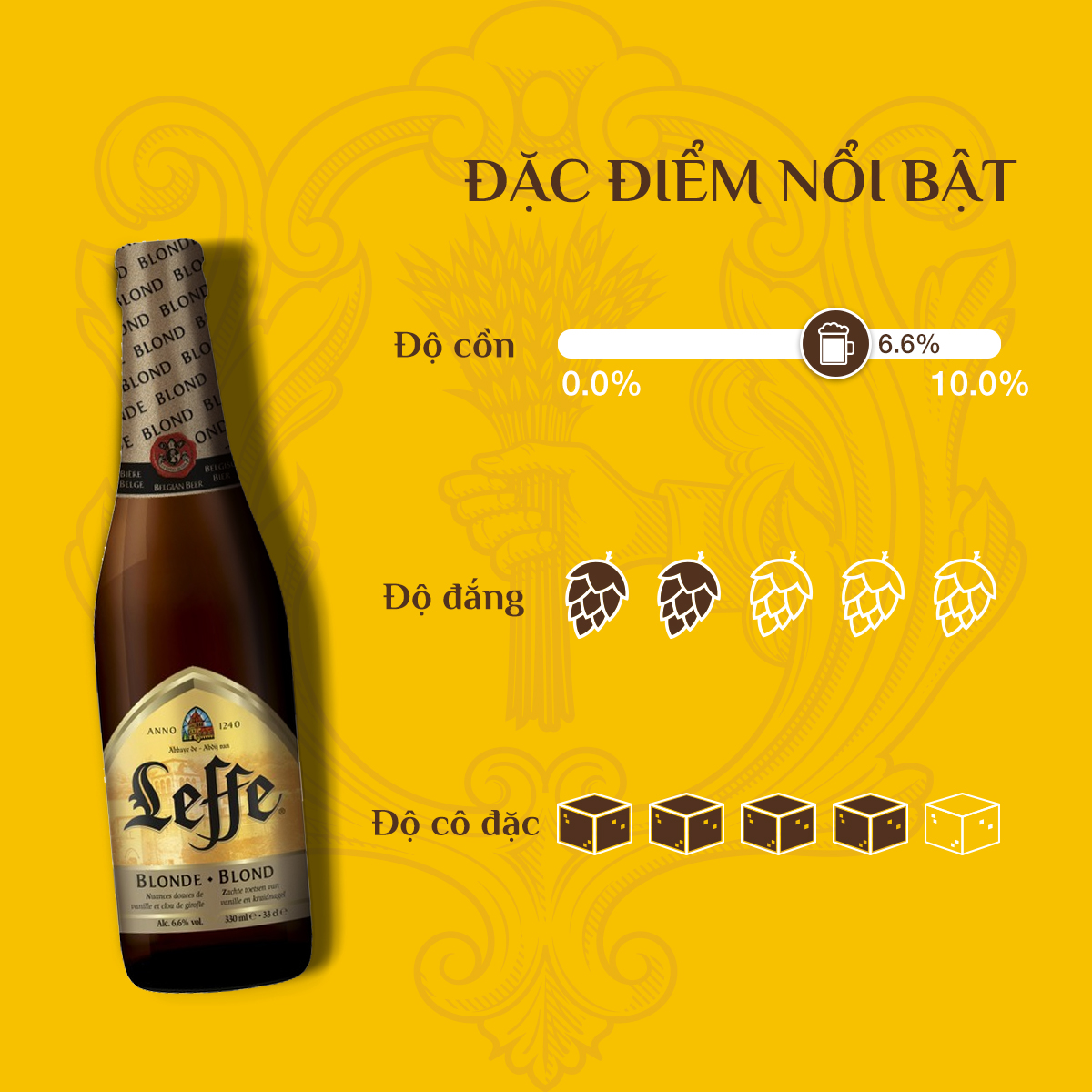Thùng 24 Chai Bia Leffe Blonde (Leffe Vàng) - Bia Thầy Tu Nhập Khẩu Bỉ (330ml/ chai)