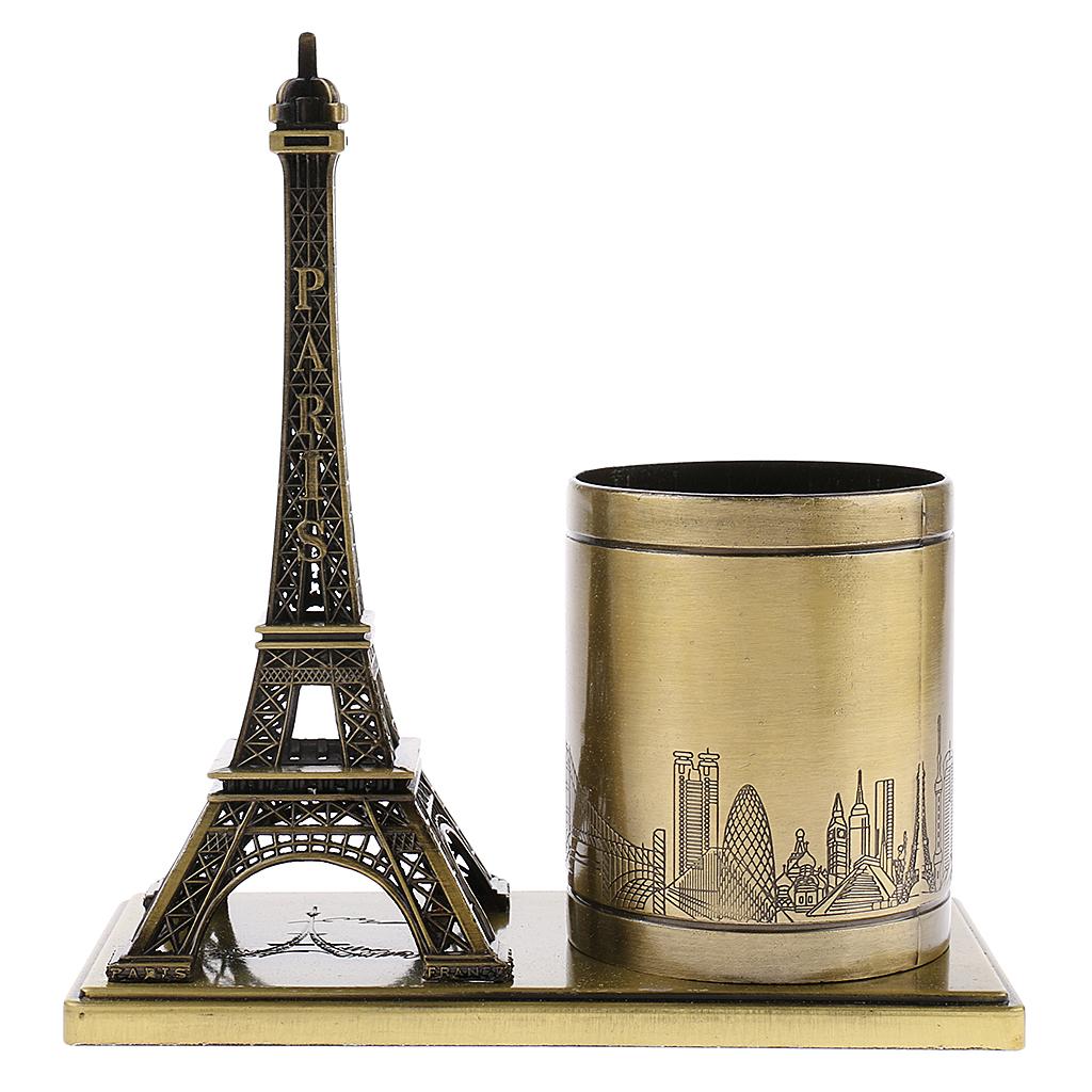 France Eiffel Tower Decor Metal Crafts European Style Gift Desk Pen Holder