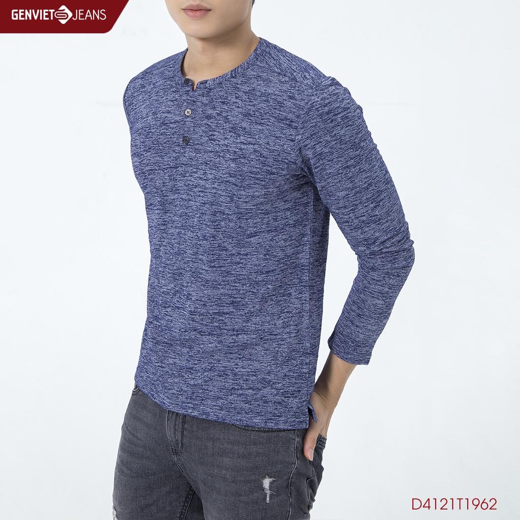 Áo Thun Nam Dài Tay Cổ Bổ Trụ GENVIET D4121T1962