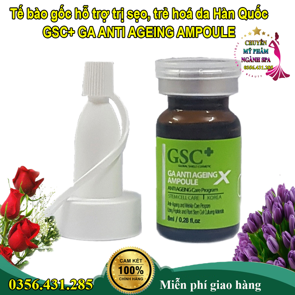 Tế bào gốc hỗ trợ sẹo, trẻ hoá da Hàn Quốc GSC GA ANTI AGEING AMPOULE, giúp xóa sẹo lồi, lõm, tái tạo cấu trúc da
