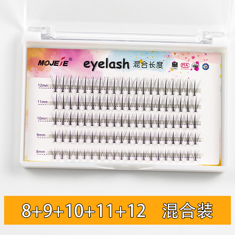 Mi chùm katun moje mix size sợi mi nhẹ mềm độ cong đẹp. 1 khay đủ độ dài từ 8 đến 12mm