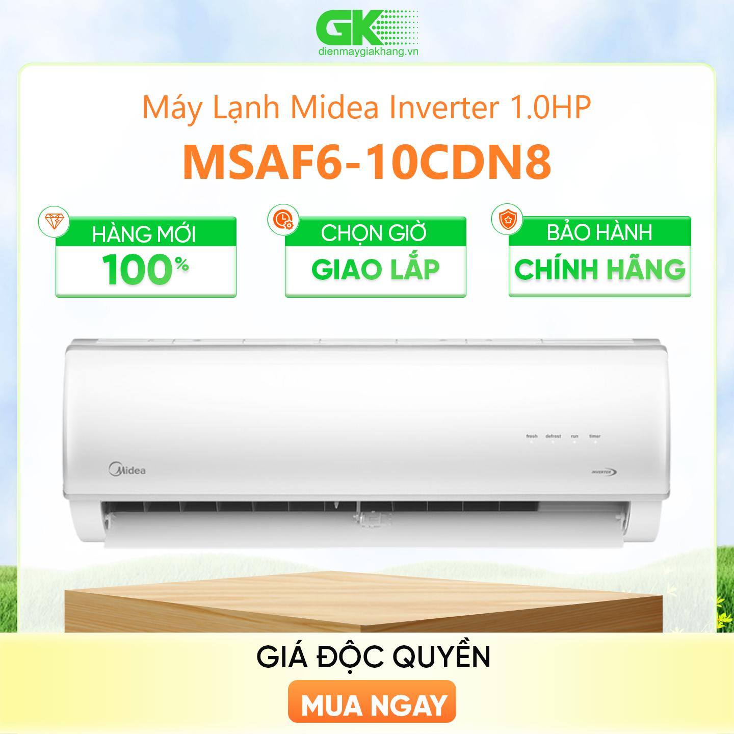 MSAF6-10CDN8 - Máy lạnh Midea Inverter 1 HP (9000 BTU) MSAF6-10CDN8 - Hàng Chính Hãng