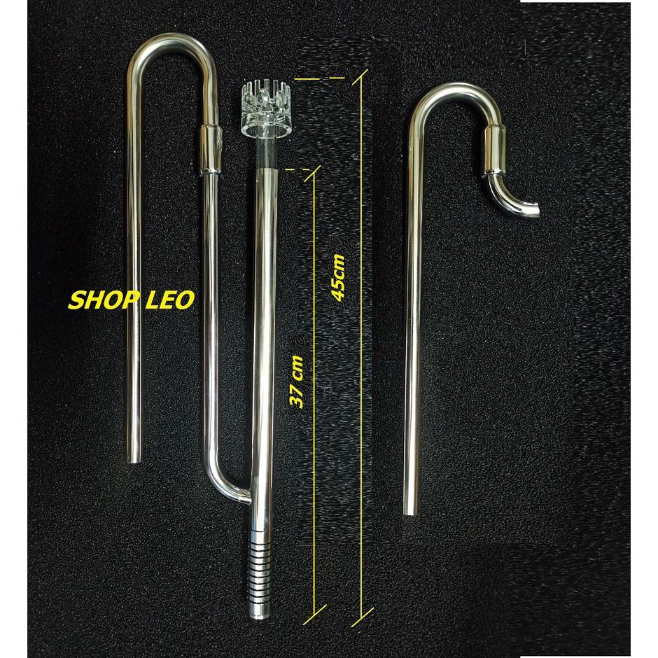 In out inox phi 16 dài cho bể sâu lọc váng "XOAY - in out inox có lọc váng - phụ kiện thủy sinh - shopleo