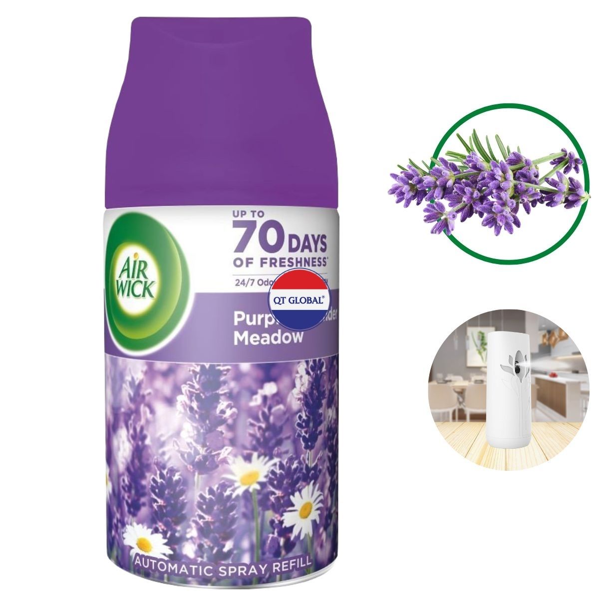 Bình xịt thơm phòng Air Wick Purple Lavender Meadow 250ml QT016838 - hoa oải hương