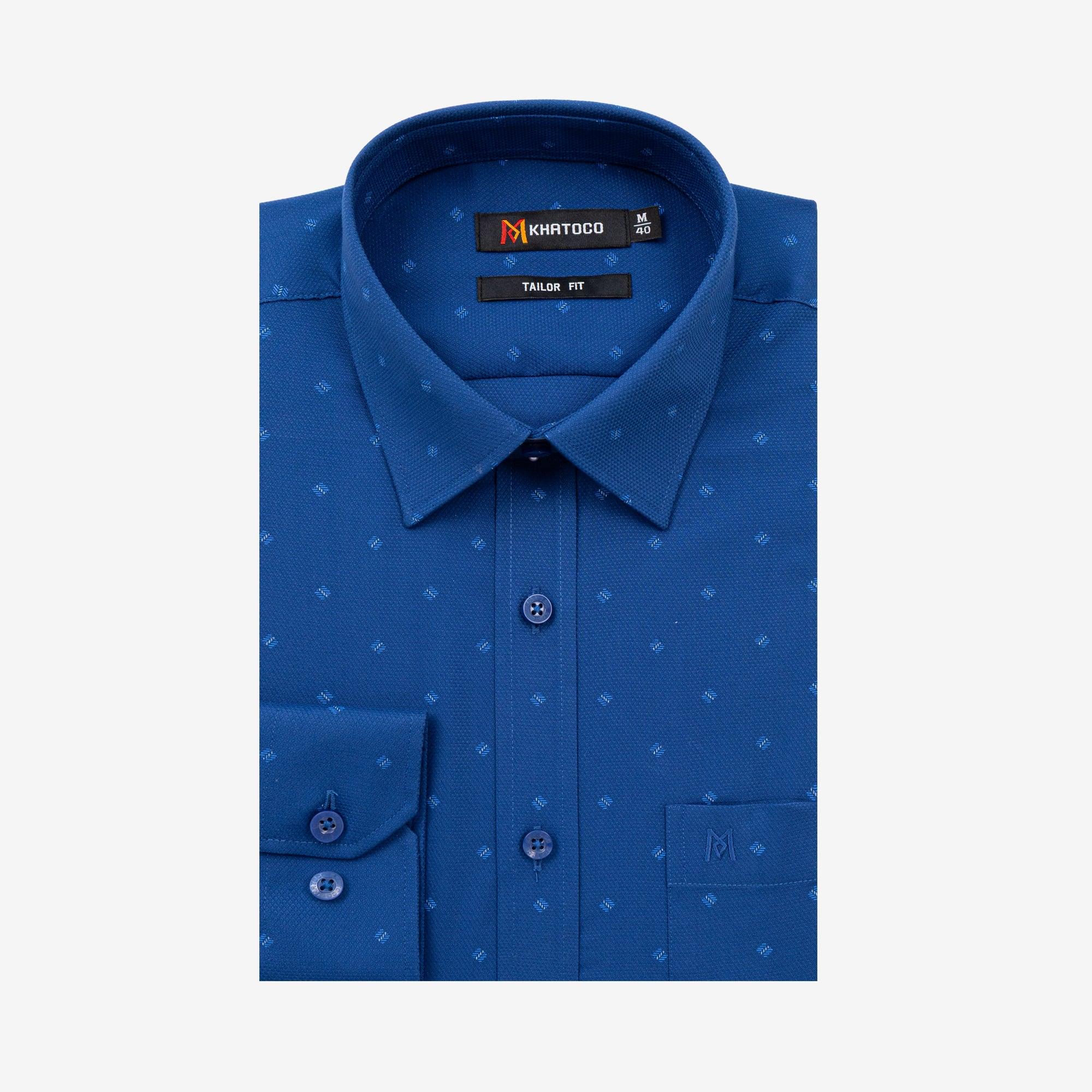 Áo sơ mi nam KHATOCO Tailor Fit dài tay A1MD538T1-CNIN785-2707-D