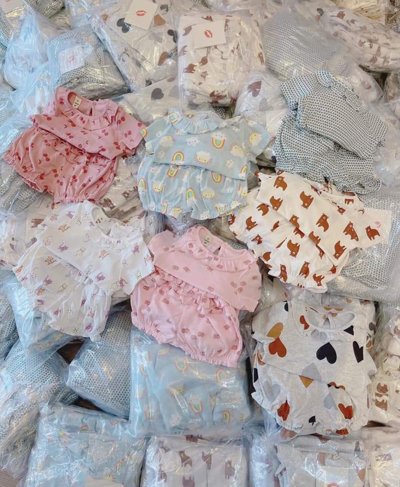 Đồ bộ bé gái mặc nhà chất thun cotton mềm mại, set bộ bé gái màu hồng hoạt tiết cherry dễ thương - Lagim House