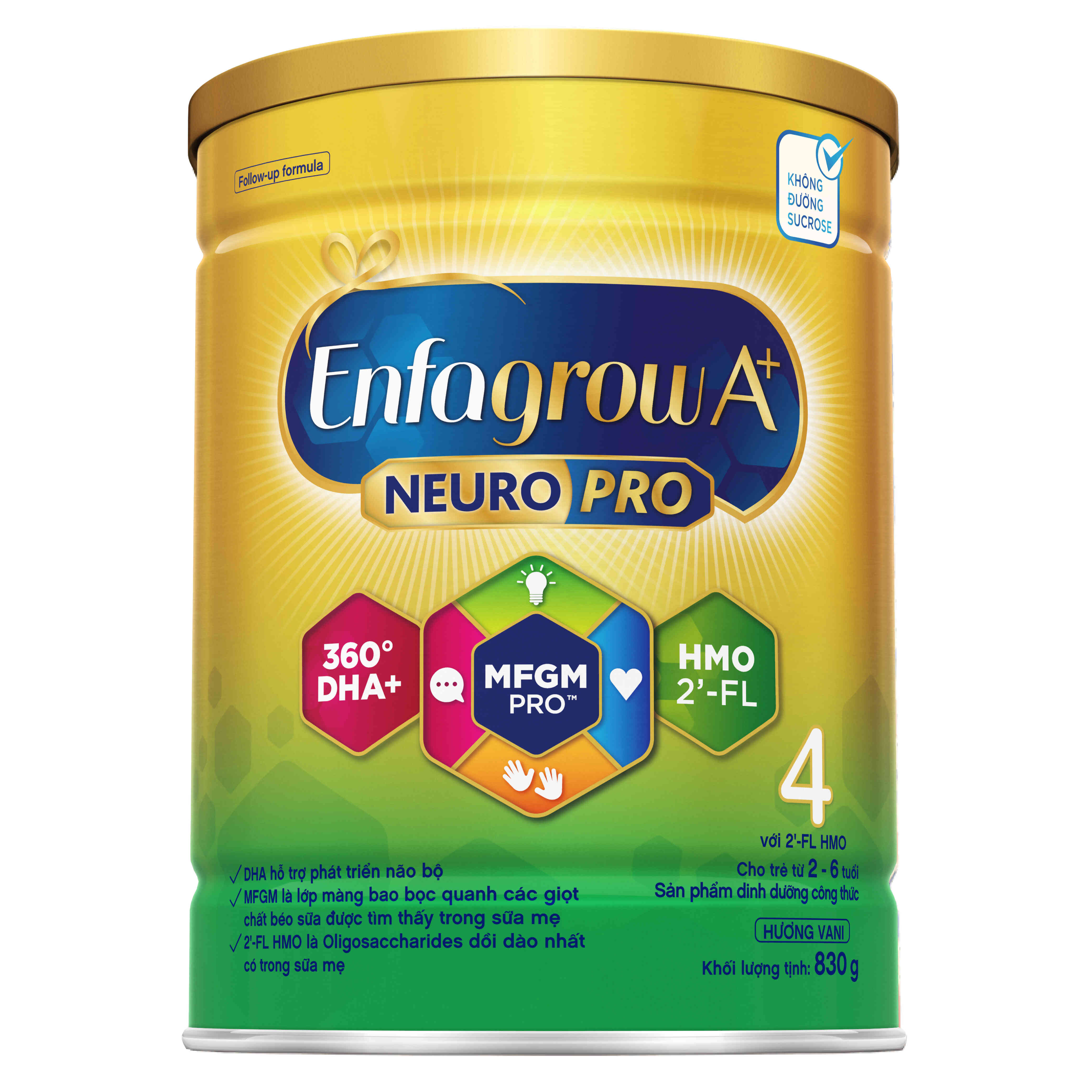 Sữa bột Enfagrow A NeuroPro 4 với 2-FL HMO cho trẻ từ 2  6 tuổi  830g