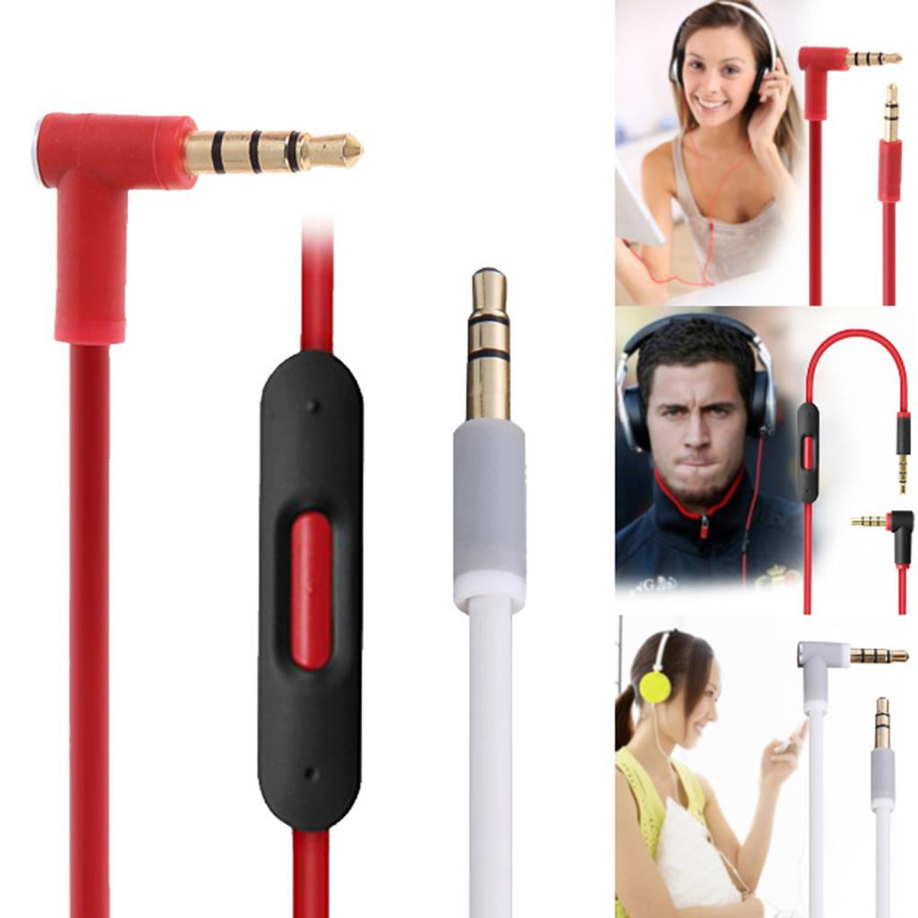 Replacement Audio Cable Cord Wire In-line Microphone For 3.5mm Headphones