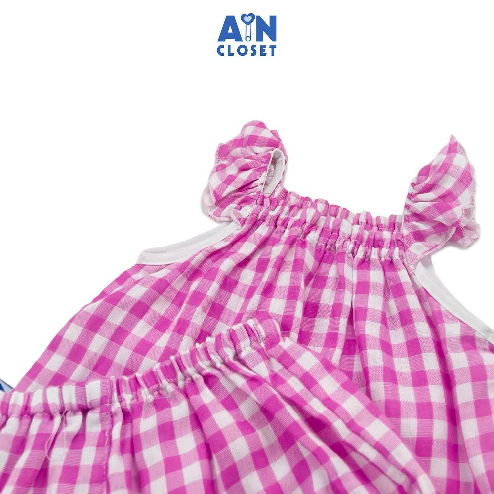 Bộ quần áo ngăn bé gái họa tiết Gingham Hồng xô cotton - AICDBGYXRJ4M - AIN Closet