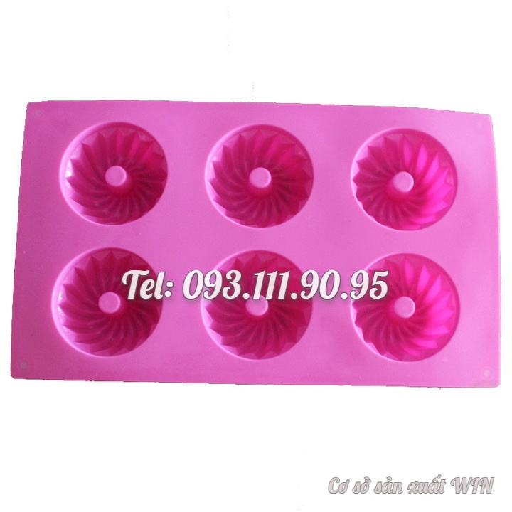 Khuôn silicon làm bánh, rau câu, socola 6 hình xoắn ốc – Mã số 1333