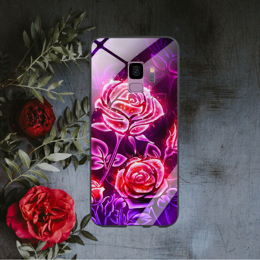 Ốp Lưng Kính Cường Lực cho điện thoại Samsung Galaxy S9 - Rose