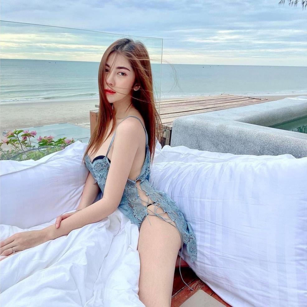 Váy ngủ sexy đan dây hông đầm ngủ lụa phối ren gợi cảm với màu trắng tinh khôi