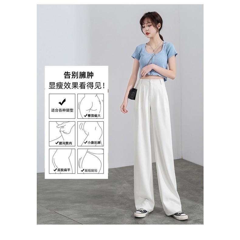 Quần Ống Rộng Suông lưng cao khóa trước 1 khuy chất tuyết mưa khuy giữa quần culottes ống xuông cạp cao cho nữ