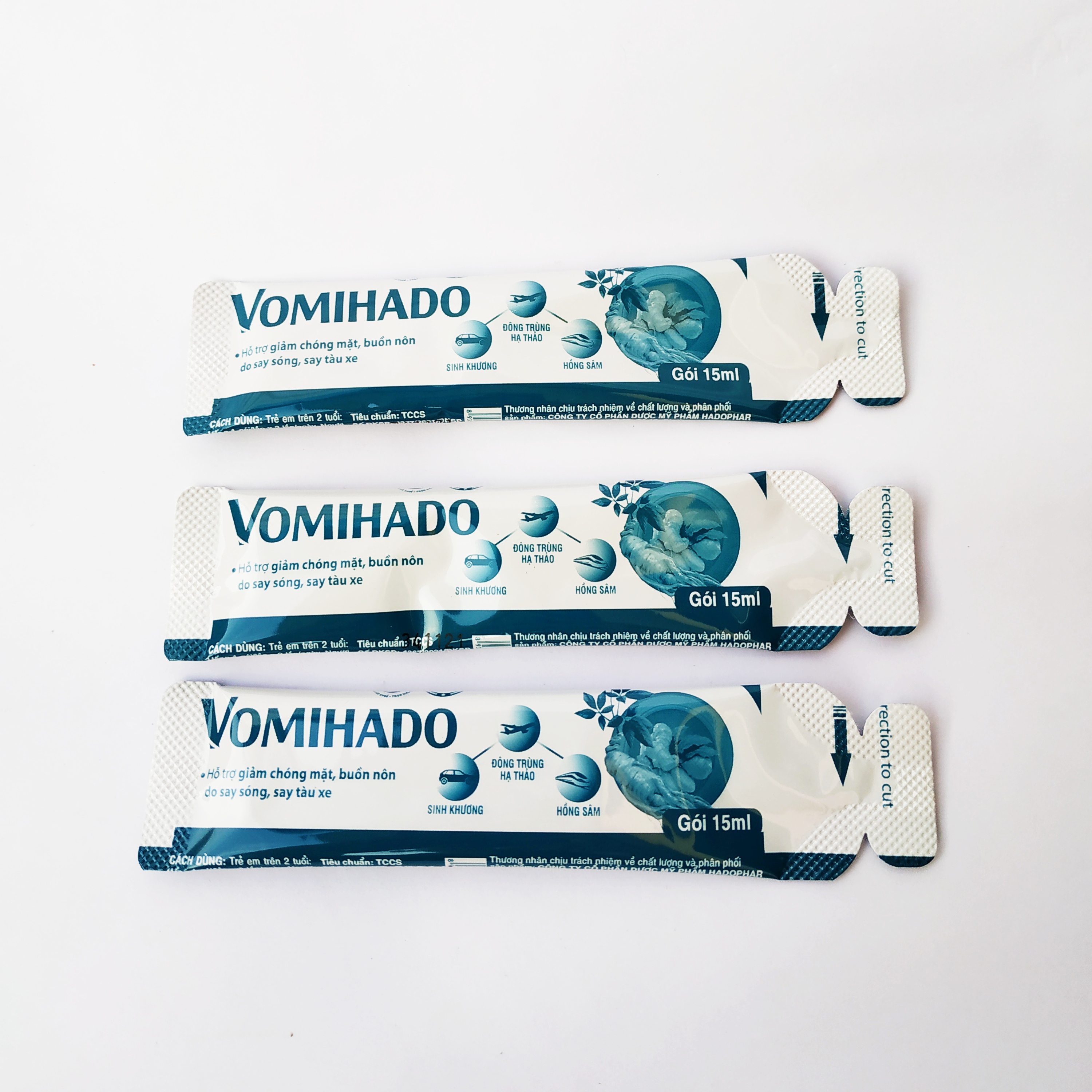 Gói Uống Chống Say Tàu Xe VOMIHADO – Giảm Chóng Mặt, Buồn Nôn Do Say Sóng, Say Tàu Xe, Máy Bay – Không Gây Hại Sức Khỏe, Dạng Gói Tiện Lợi – Vomina Gói 15Ml