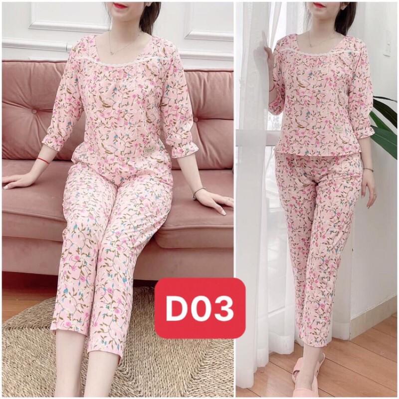 Bộ mặc nhà chất lụa hàn mềm mịn, thấm hút mồ hôi, không nhăn, đủ size