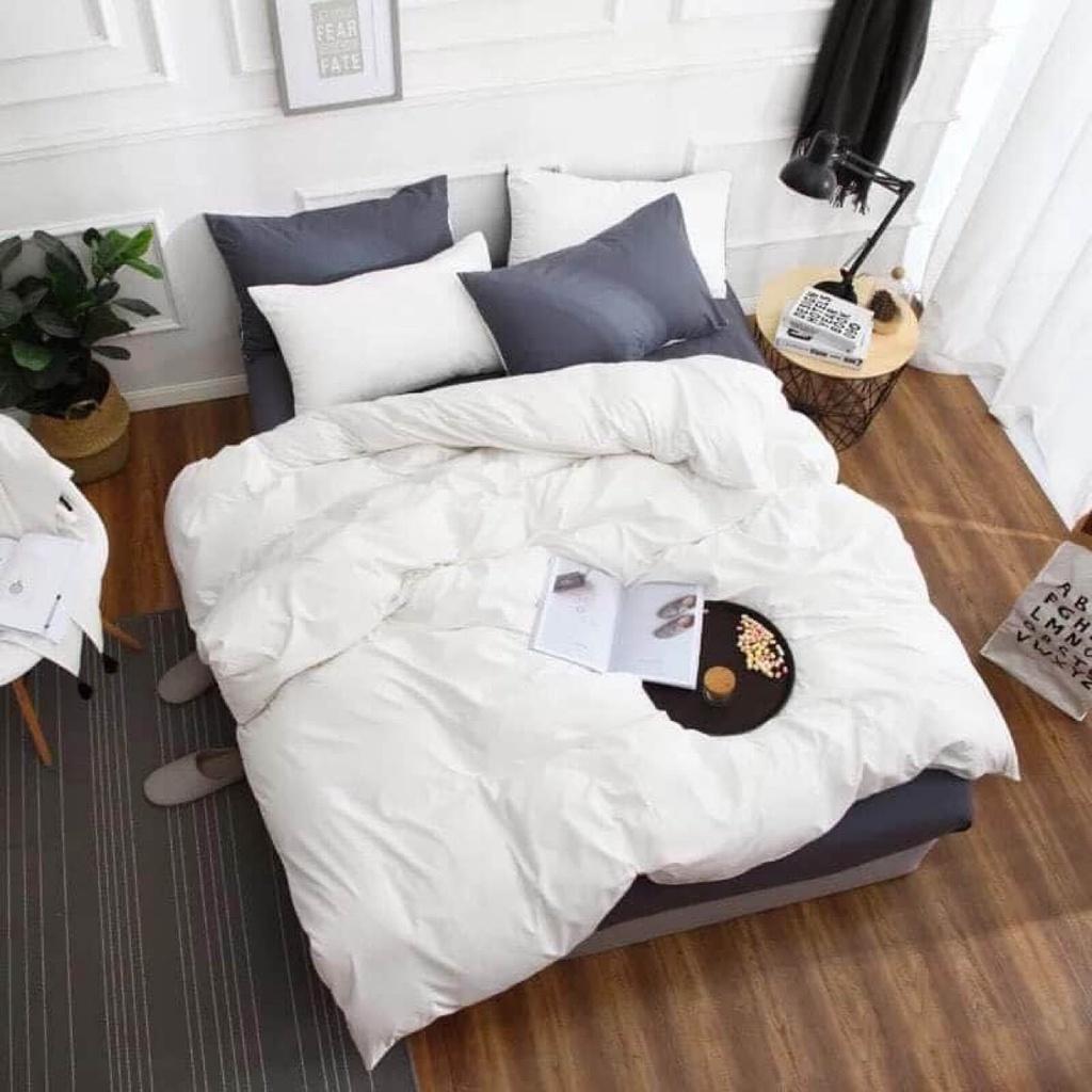 Bộ chăn ga gối cotton poly màu trơn - chăn mền, drap giường, vỏ gối - ga giường đủ size