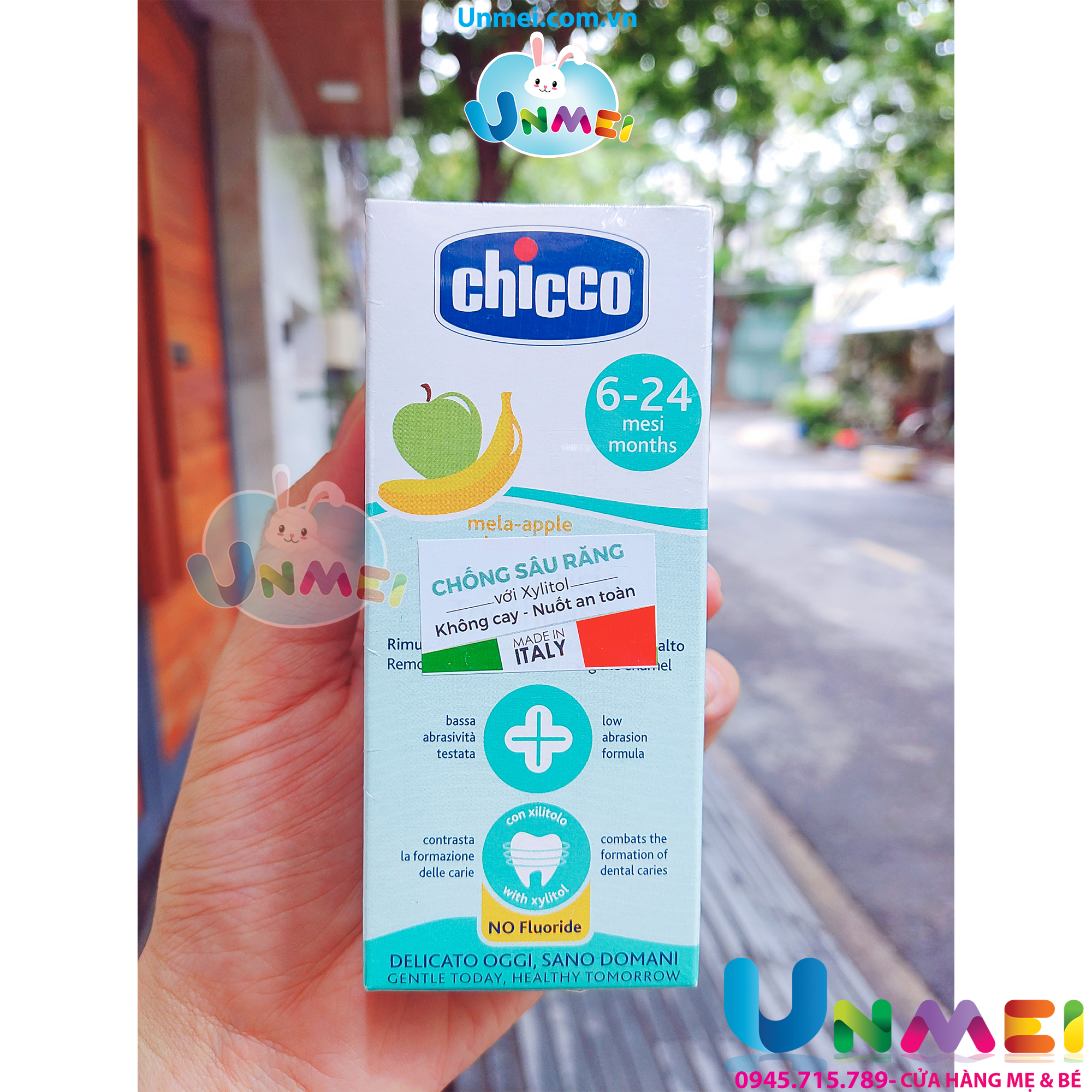 Kem Đánh Răng Chicco Dành Cho Trẻ Em Hương Dâu (1-5 tuổi), Hương Chuối Táo (6 - 24 tháng) Dung Tích 50ml