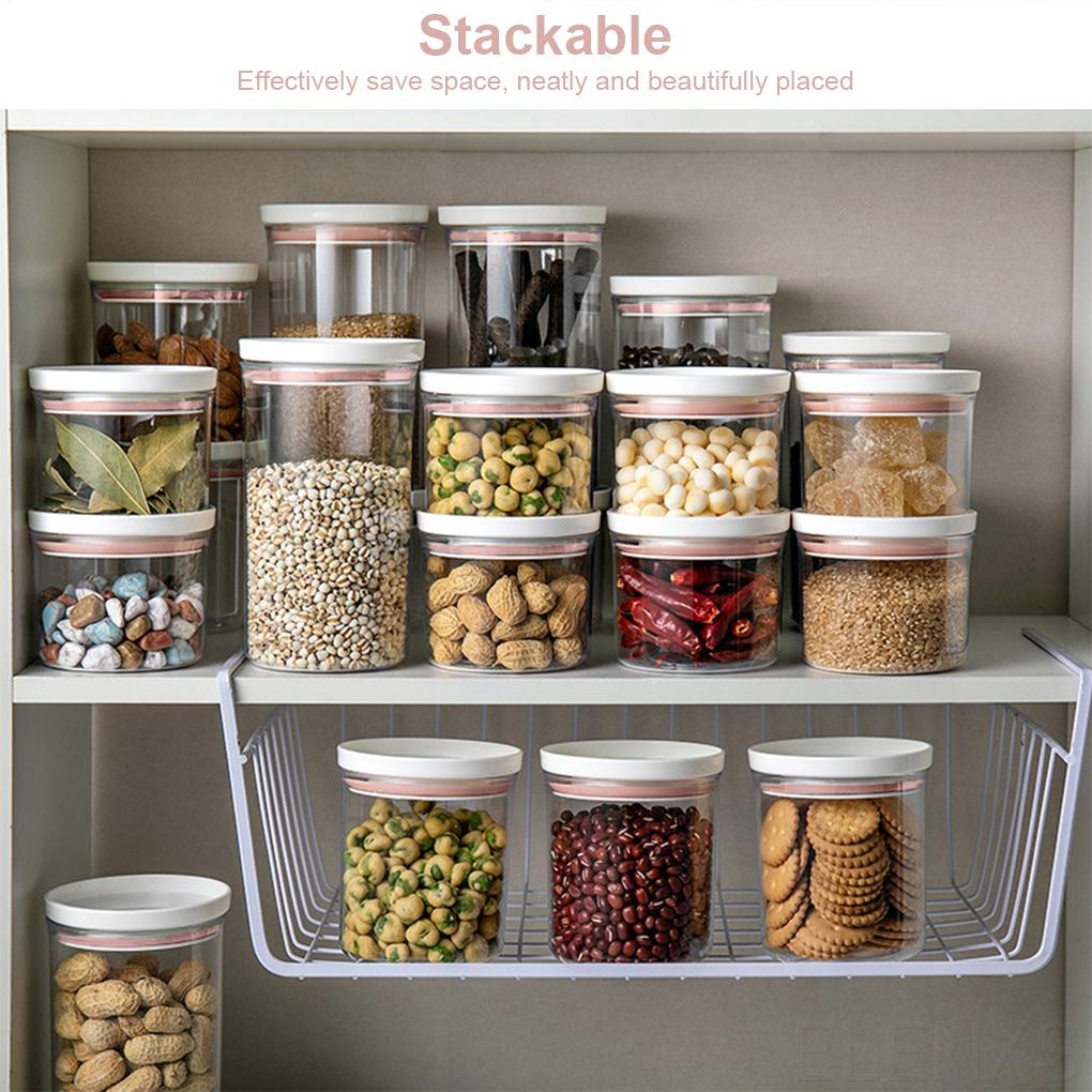 Food Container Kitchen Stackable Moisture-proof Grain Organizer Transparent Sealing Storage Holder with Lid ELEN