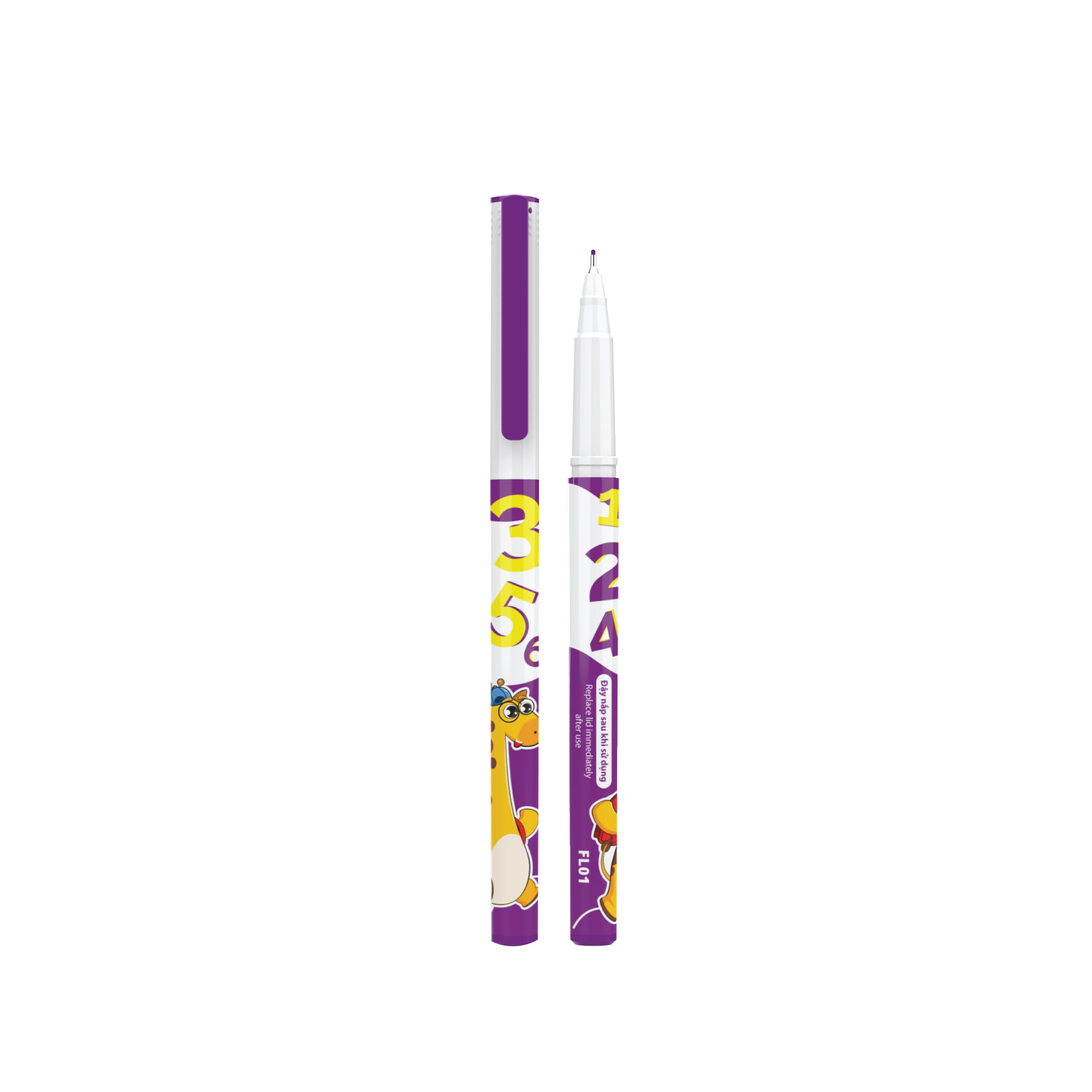 Bút lông kim Smartkids Fineliner Gira mực tím 0.4mm FL01 dành cho học sinh tiểu học (hộp 12 cây)