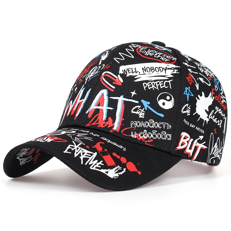 New Graffiti Printing Baseball Cap for Women Cotton Shade Hat Men Summer Leisure Hats