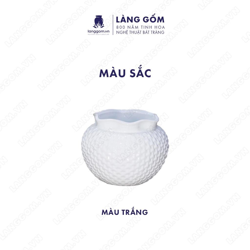 Bình hoa, lọ hoa Gốm sứ Bát Tràng cao cấp Men trắng vò đan dùng làm quà tặng, trang trí - Làng Gốm Bát Tràng