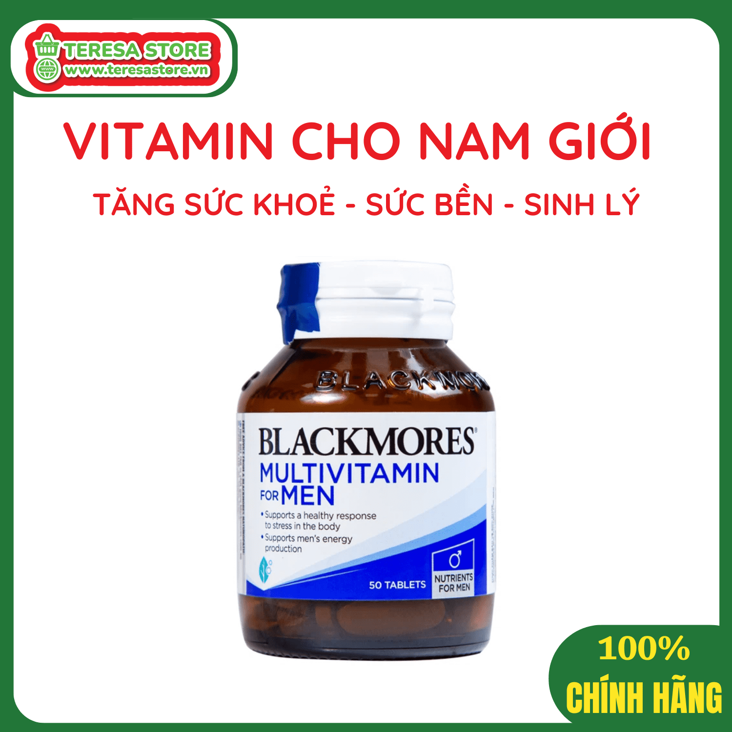 Vitamin Tổng Hợp Cho Nam Giới Hỗ Trợ Tăng Cường Sinh Lý Blackmores Multivitamin For Men Lọ 50 Viên