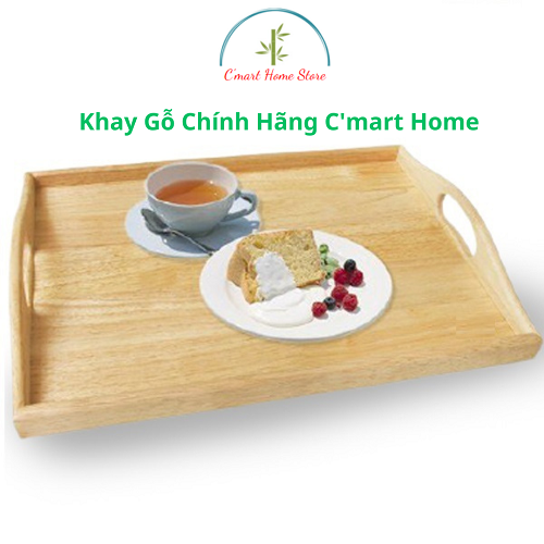 Khay Gỗ Đa Năng Có Tay Cầm Cao Cấp Dùng Để Bưng Bê Đồ Ăn, Đựng Thực Phẩm, Decore Trang Trí