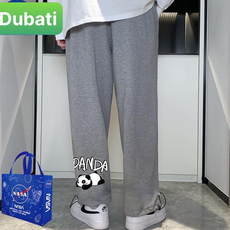 QUẦN JOGGER NAM NỮ UNISEX CHẤT NỈ DÀY DA CÁ ỐNG SUÔNG RỘNG IN HÌNH GẤU TRÚC PANDA RÚT DÂY PHONG CÁCH CAO CẤP MỚI - DUBAT