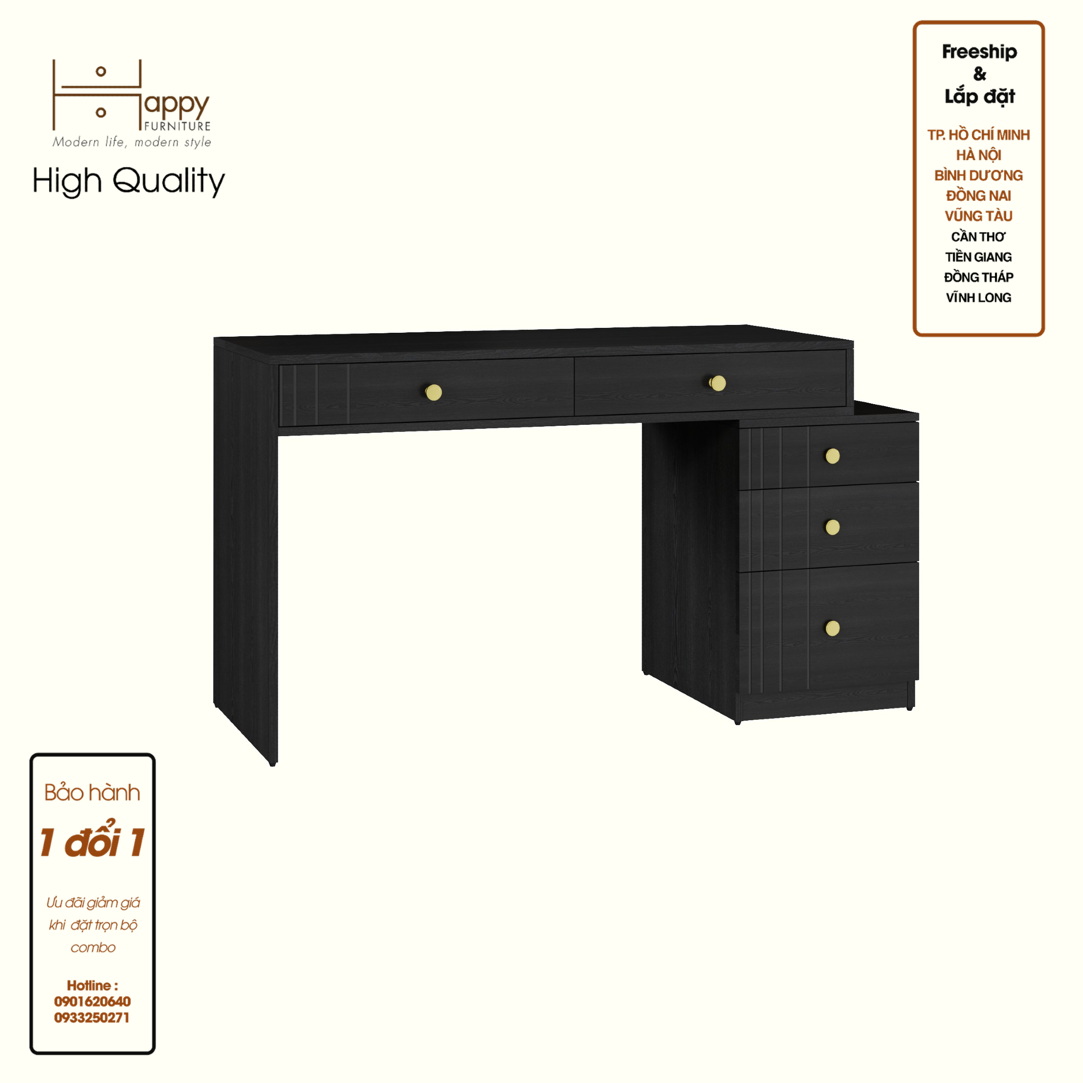 [Happy Home Furniture] JOVIE, Bàn làm việc 5 ngăn kéo, 120cm x 50cm x 75cm ( DxRxC), BAN_084